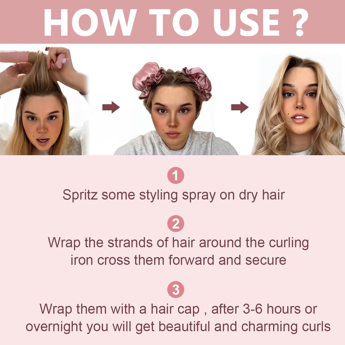 MAYCREATE 2Sets Satin Heatless Hair Curler, Hair Rollers for Heatless Curls with Hair Caps, Soft Curling Rod Headband for Long Hair Can Sleep in Overnight, DIY Hairstyling Tools MAYCREATE 2Sets Satin Heatless Hair Curler, Hair Rollers for Heatless Curls with Hair Caps, Soft Curling Rod Headband for Long Hair Can Sleep in Overnight, DIY Hairstyling Tools